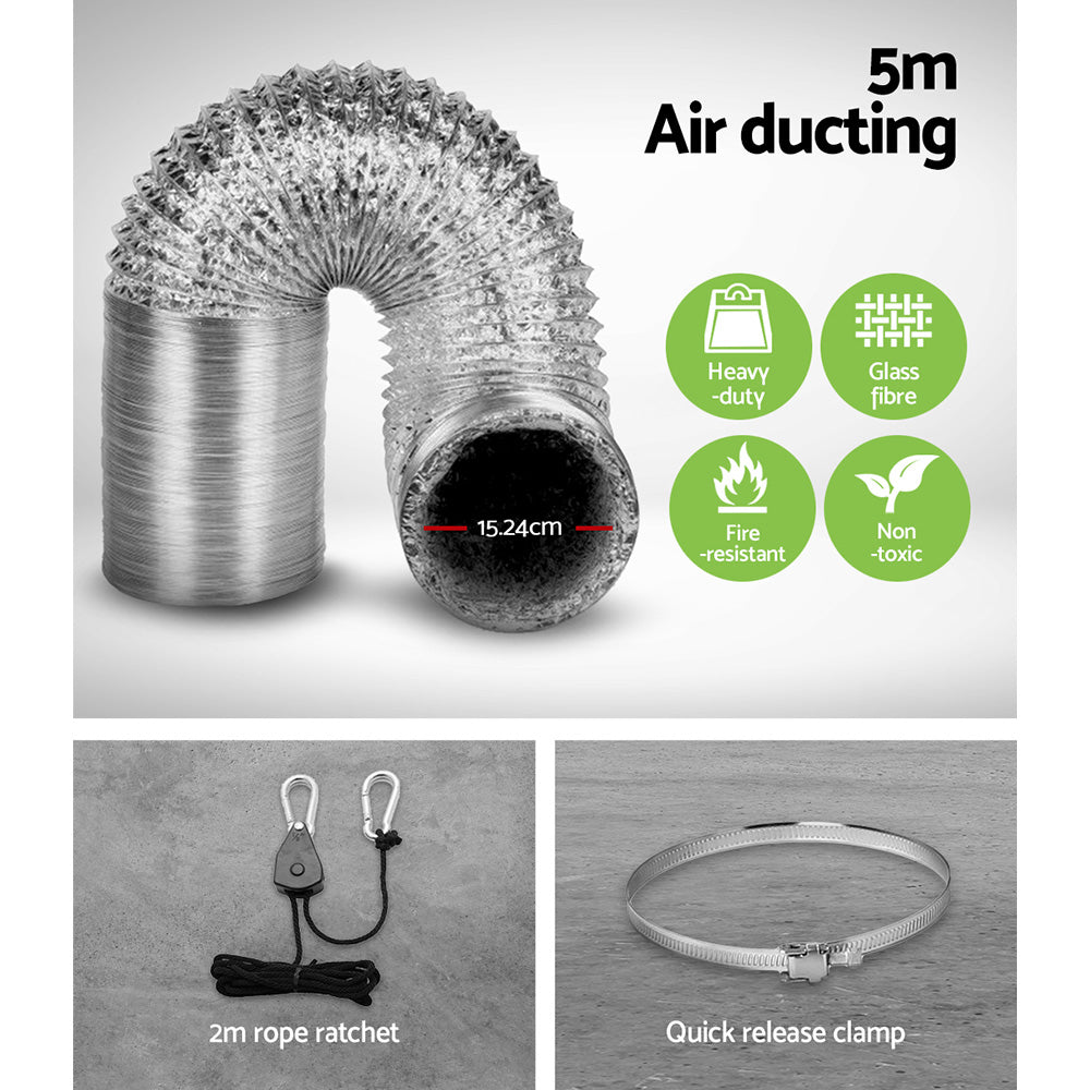 Greenfingers 6 Hydroponics Grow Tent Kit Ventilation Kit Fan Carbon Filter Duct"
