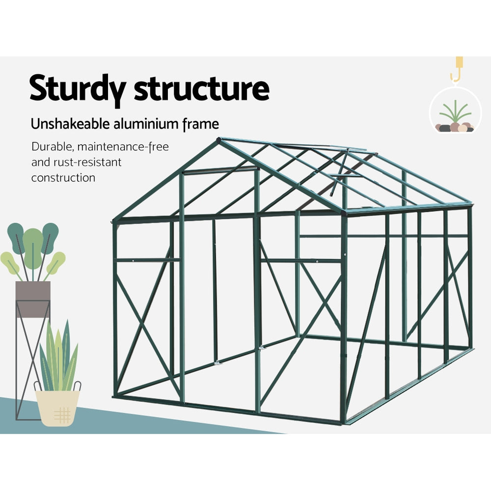 Greenfingers Aluminum Greenhouse Green House Garden Shed Polycarbonate 2.52x1.9M