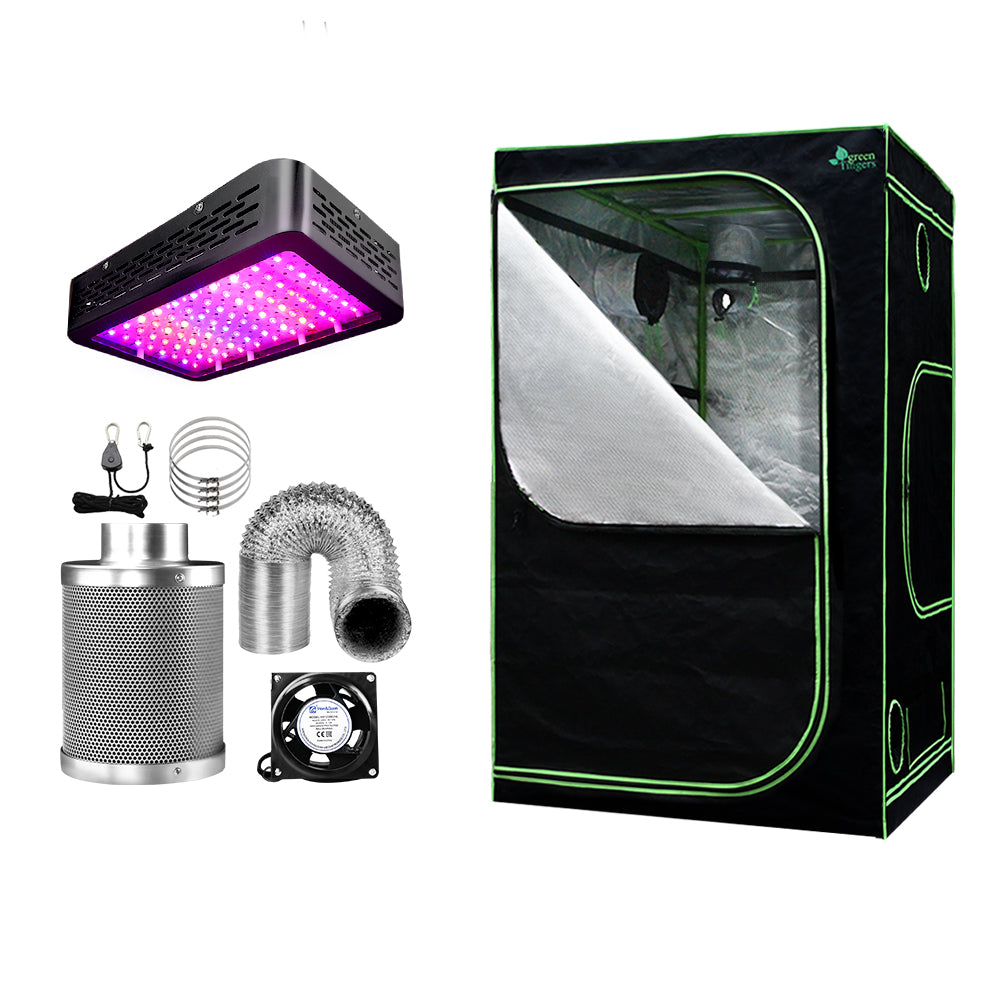 Greenfingers Grow Tent 1000W LED Grow Light 120X120X200cm Mylar 4 Ventilation"