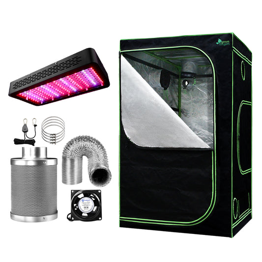 Greenfingers Grow Tent 1200W LED Grow Light 120X120X200cm Mylar 6 Ventilation"